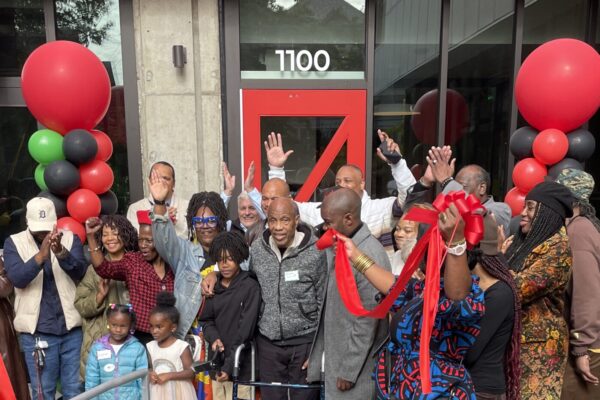 Ribbon cutting ceremony at Africatown Plaza on October 5, 2024.