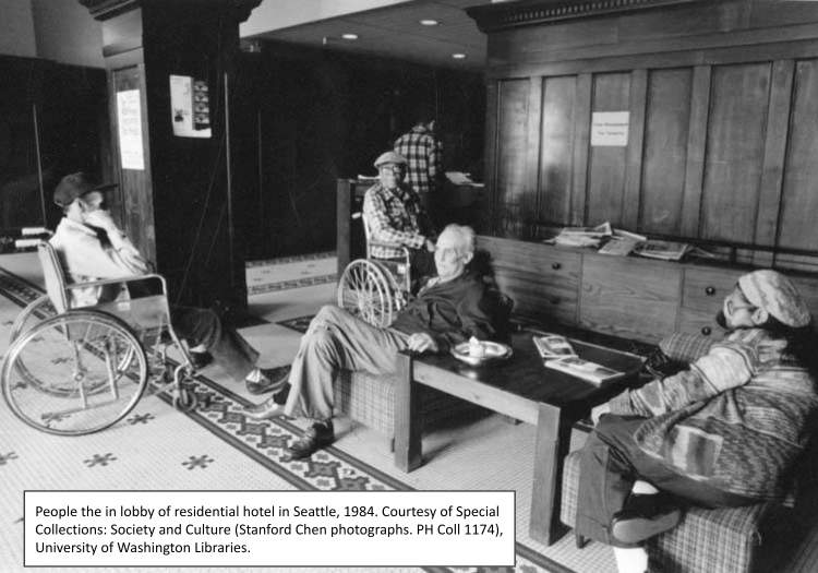 People In The Lobby Of A Residential Hotel In Seattle 1984