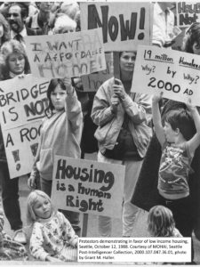 Protestors Demonstrating In Favor Of Low Income Housing, Seattle, October 12, 1988. Courtesy Of Mohai, Seattle Post Intelligencer Collection,